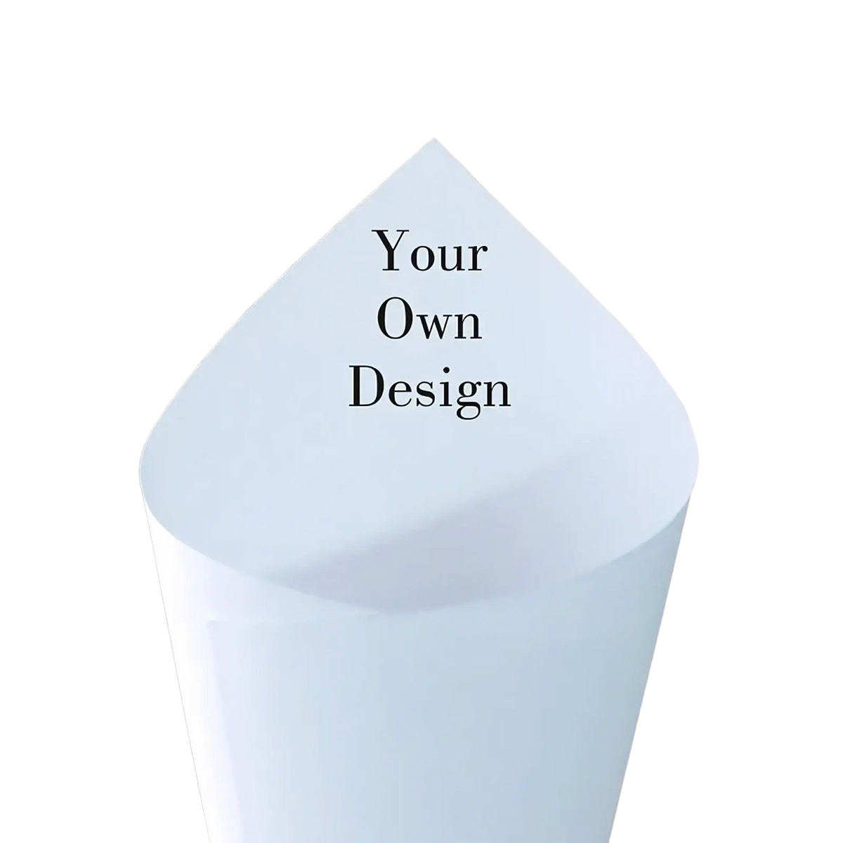 Light blue paper personalized wedding confetti cone with custom black text design set of 30 pieces