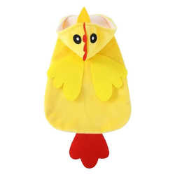 Yellow plush chick shaped hot water bottle with red beak and feet for large dogs pet clothing polyester