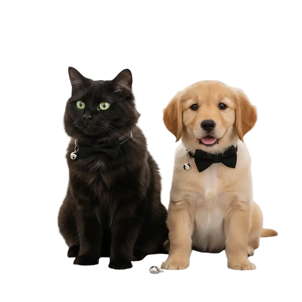 Black bow tie pet collar with silver bell adjustable size 22-28cm suitable for cats and dogs