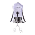 Black and white pet costume nun style with cross emblem made of spandex blend for medium dogs