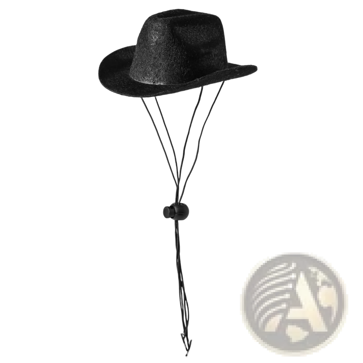 Pet cowboy hat felt costume for dogs and cats with black felt material and adjustable black cord and toggle