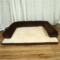 Premium corduroy plush orthopedic pet bed in brown with a soft cream-colored inner lining for added comfort