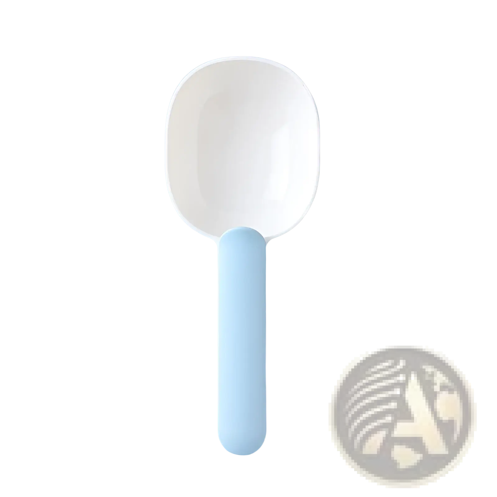 Pet feeding spoon abs plastic food scoop with a sleek white scoop and pastel blue handle for easy grip and modern use