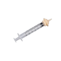 Clear plastic pet feeding syringe set with beige silicone nipple and measurement markings 3ml 5ml 10ml item type