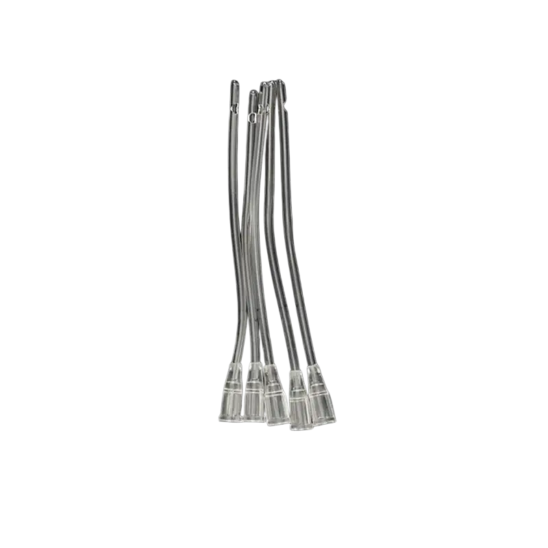 Clear plastic pet feeding syringe tubing with tapered end and small connector in a 5 pack set