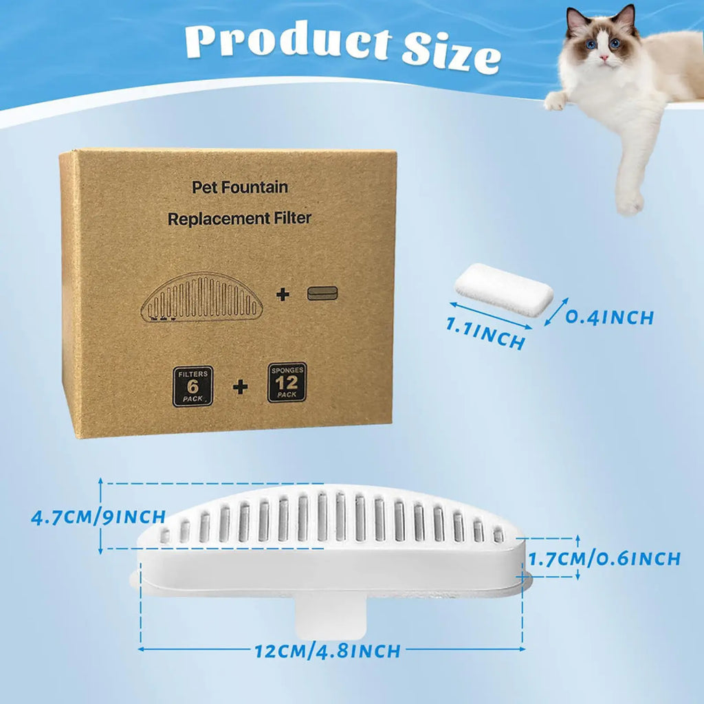 White plastic pet fountain replacement filter with curved slotted design included in pet fountain filter and cotton pad kit