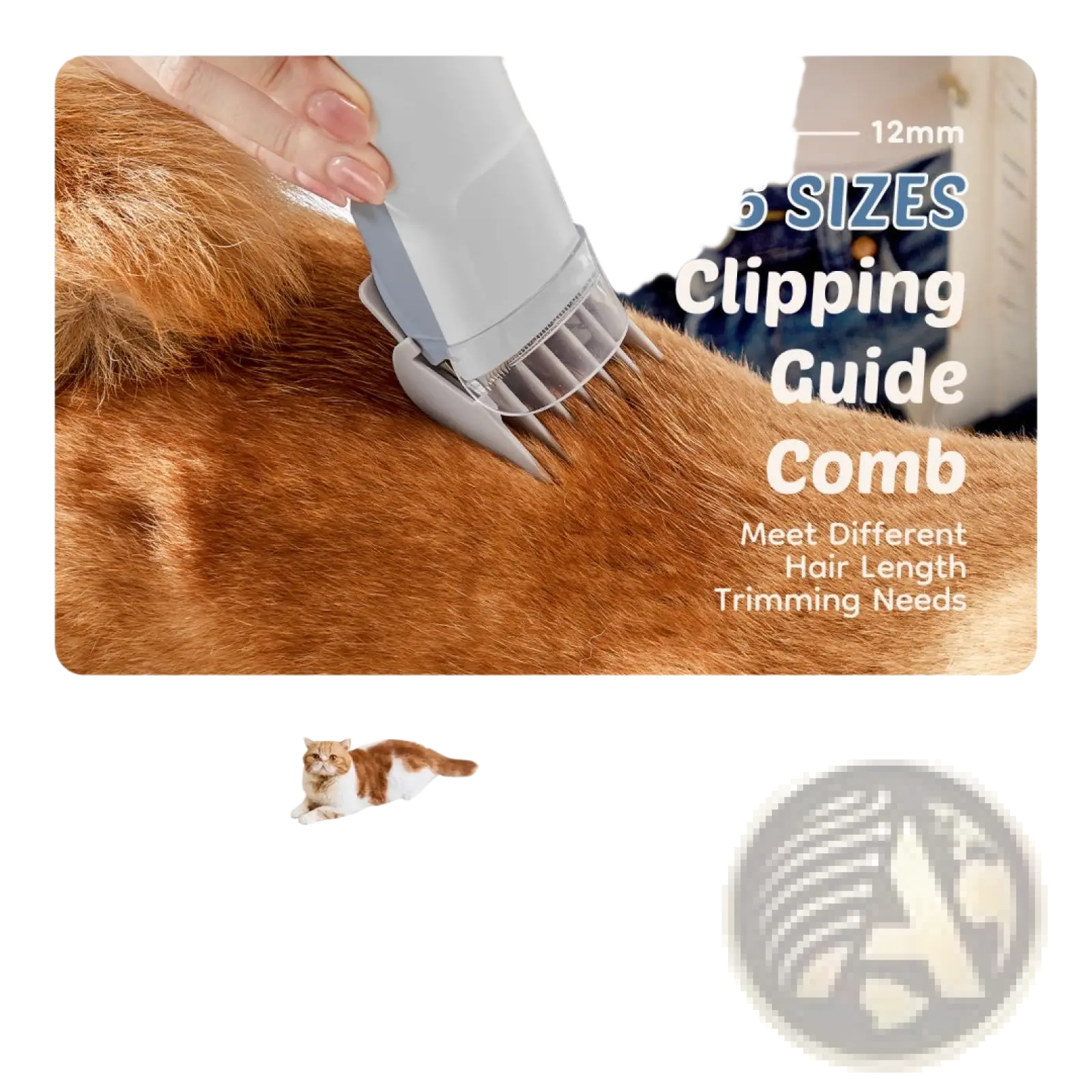 Gray plastic 12mm clipping guide comb for pet grooming vacuum clippers 2.5l kit for trimming pet hair