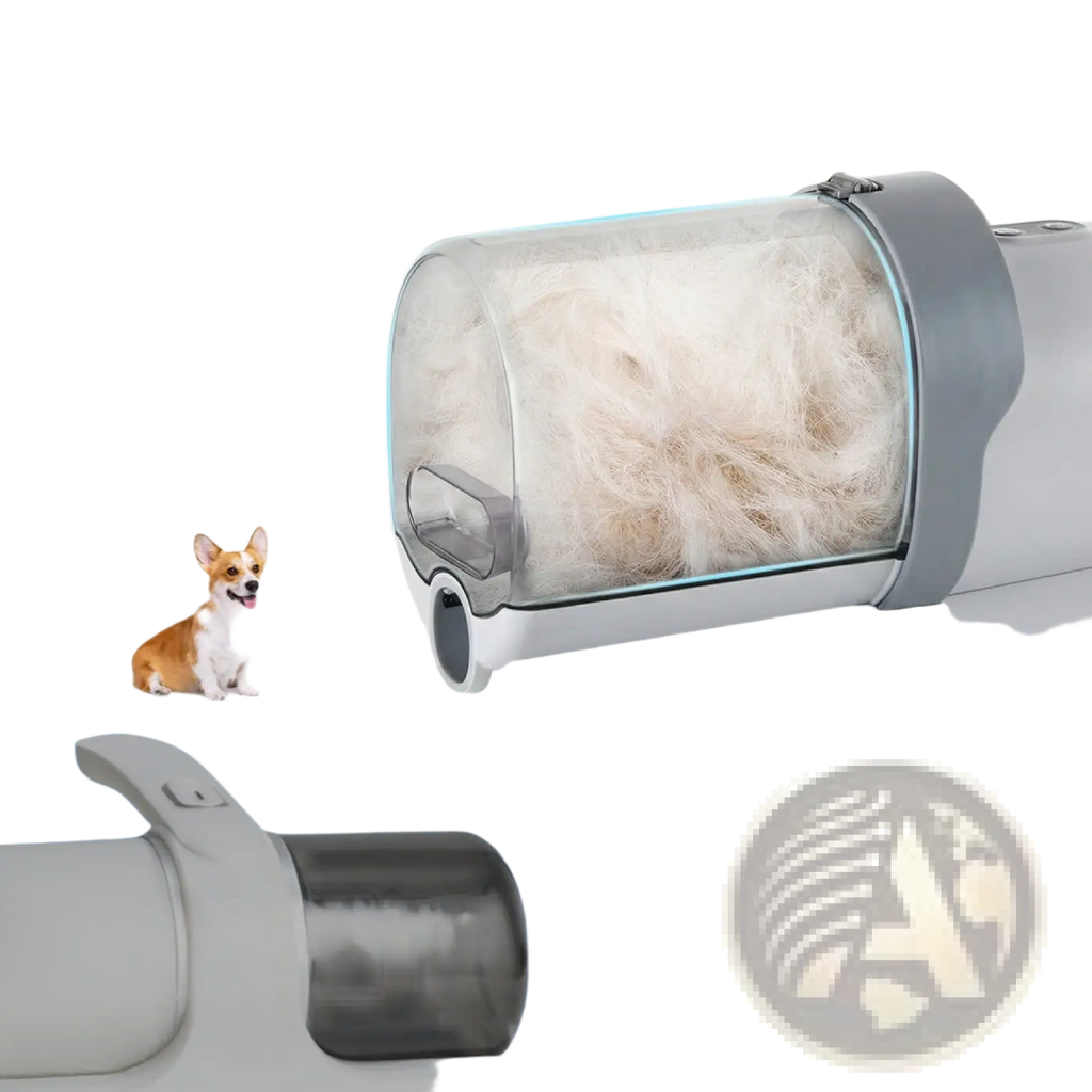 Gray and transparent plastic pet grooming vacuum clippers with 2.5l dust cup for efficient hair collection