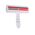 White plastic pet hair remover roller with red textured strips for furniture and carpets