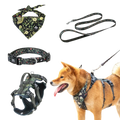 Black floral-patterned pet harness with adjustable straps mesh padding for comfort and neck circumference fit