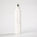 White plastic professional electric quiet pet nail grinder and trimmer with sleek rectangular body and oval power button