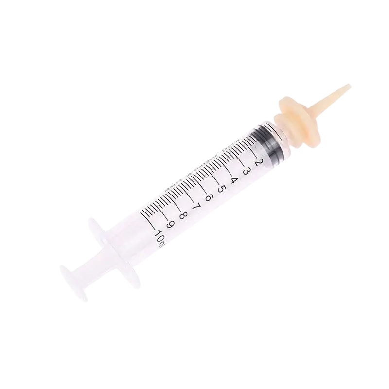 Clear plastic pet oral syringe with beige silicone nipple feeder and black measurement markings in 1ml 3ml 5ml sizes