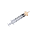 Clear plastic pet oral syringe feeding set with beige silicone nipples and measurement markings for precise feeding