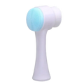 White and light blue dual-sided pet paw cleaner silicone grooming brush with soft silicone bristles for gentle cleaning