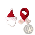 Pet reindeer antlers christmas hairband with red and white plush santa hat and matching soft fleece red scarf