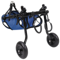 Blue mesh pet walk booster dog wheelchair with black metal frame and wheels for pet walk mobility support