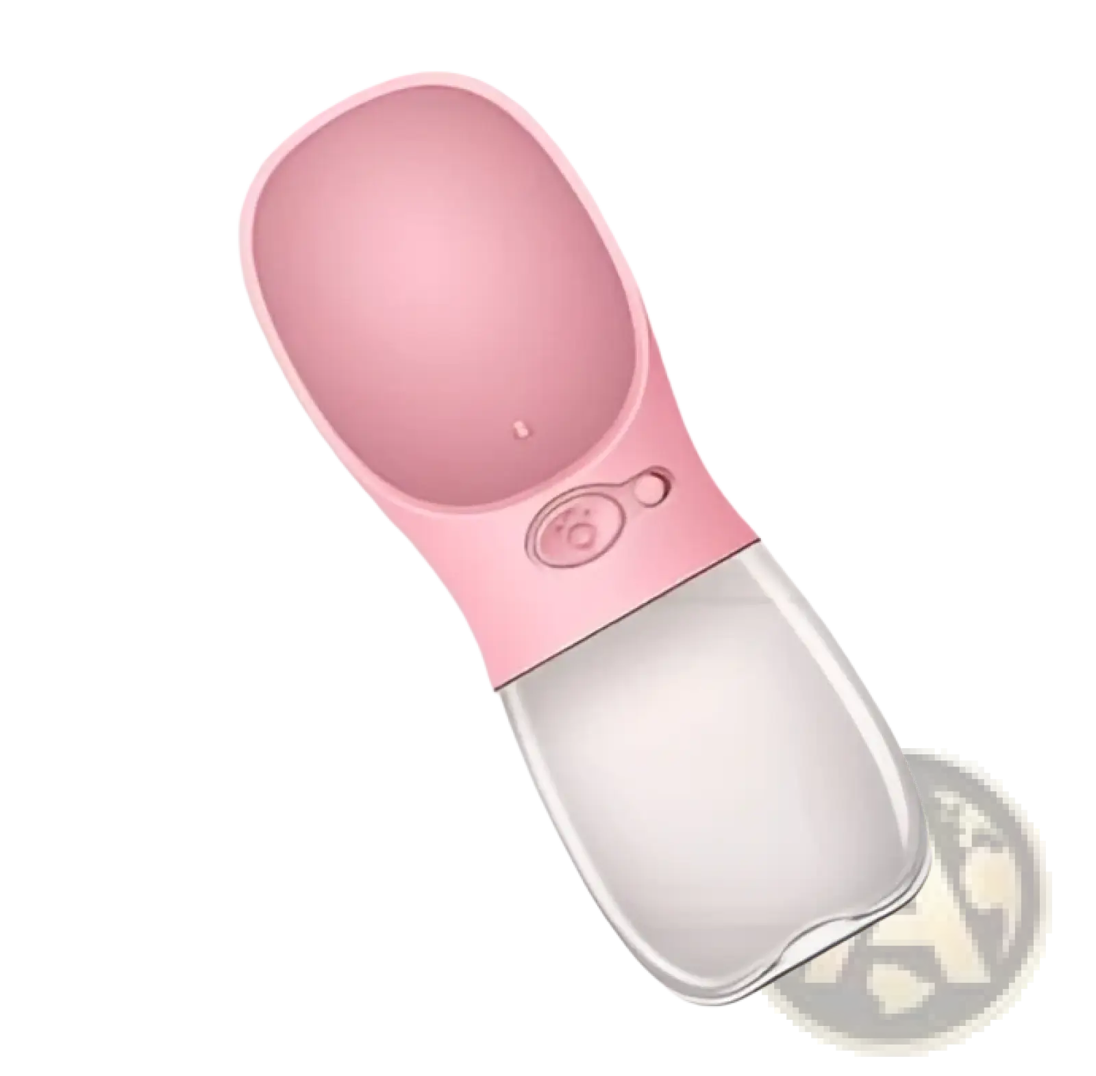 Pink silicone and transparent plastic pet water bottle with cute animal face handle for portable outdoor use leakproof cup