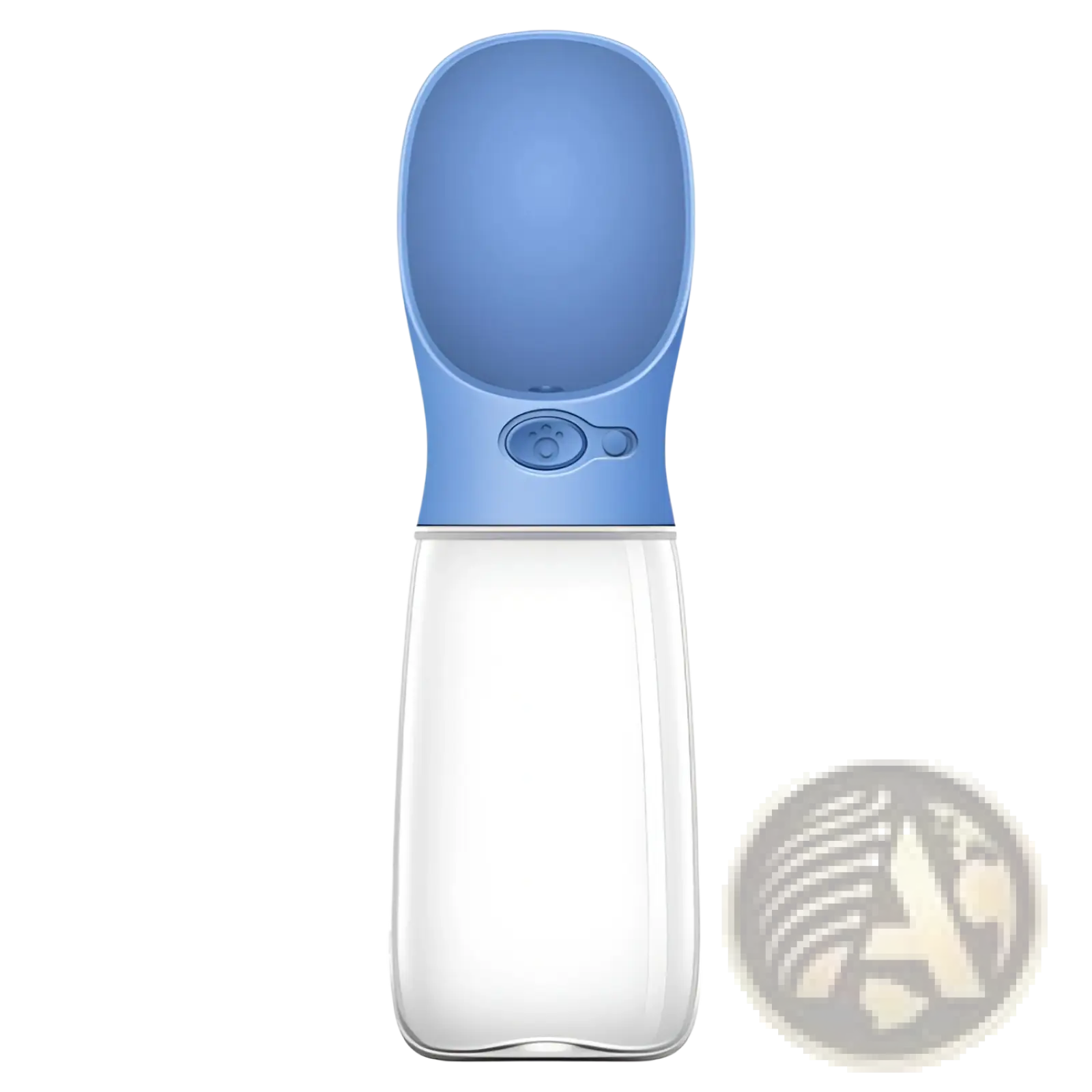 Blue silicone spout with clear plastic body portable leakproof pet water bottle for outdoor hydration use
