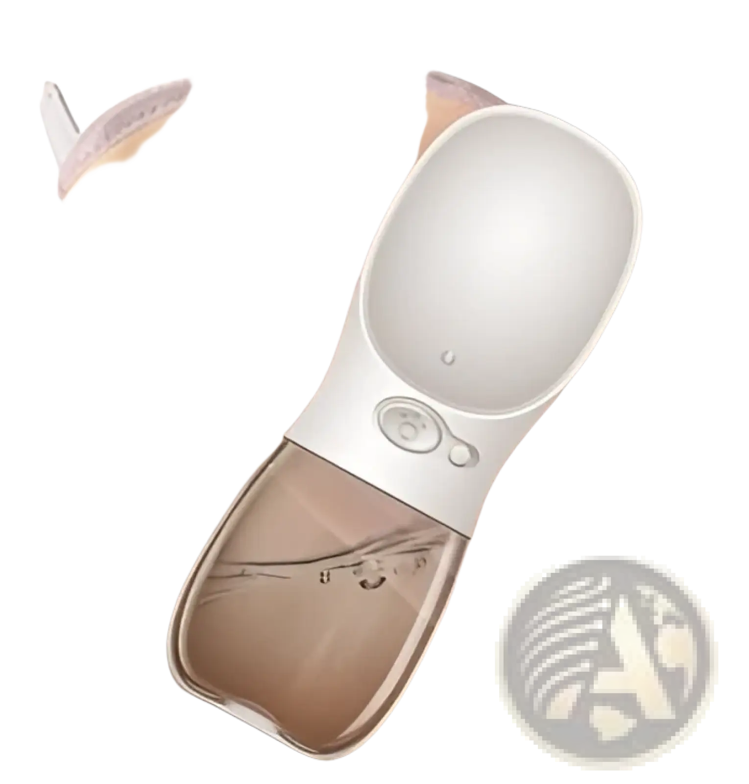 White and transparent pet water bottle with sleek ergonomic design, portable, leakproof for outdoor use