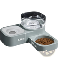 Modern pet water dispenser and automatic food bowl set with matte sage green base glass water bowl and white dish