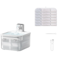 White plastic pet water fountain with wireless motion sensor and transparent reservoir water dispenser 2.5l capacity