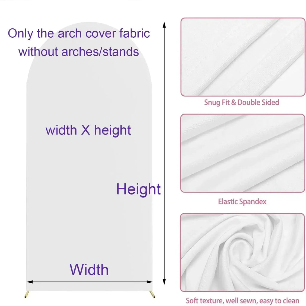White elastic spandex arch cover with snug fit and double-sided design for peter rabbit spring garden birthday party