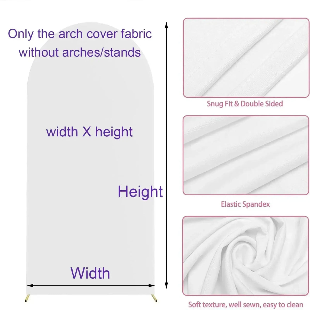 White elastic spandex arch cover with snug fit and double-sided design for peter rabbit spring garden birthday party