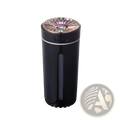 Black cylindrical phantom cup humidifier silent USB air diffuser with rose gold top and illuminated purple green lights