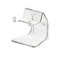 Clear acrylic phantom stand with sleek minimalist design and curved edges for controller holder and gaming rack use