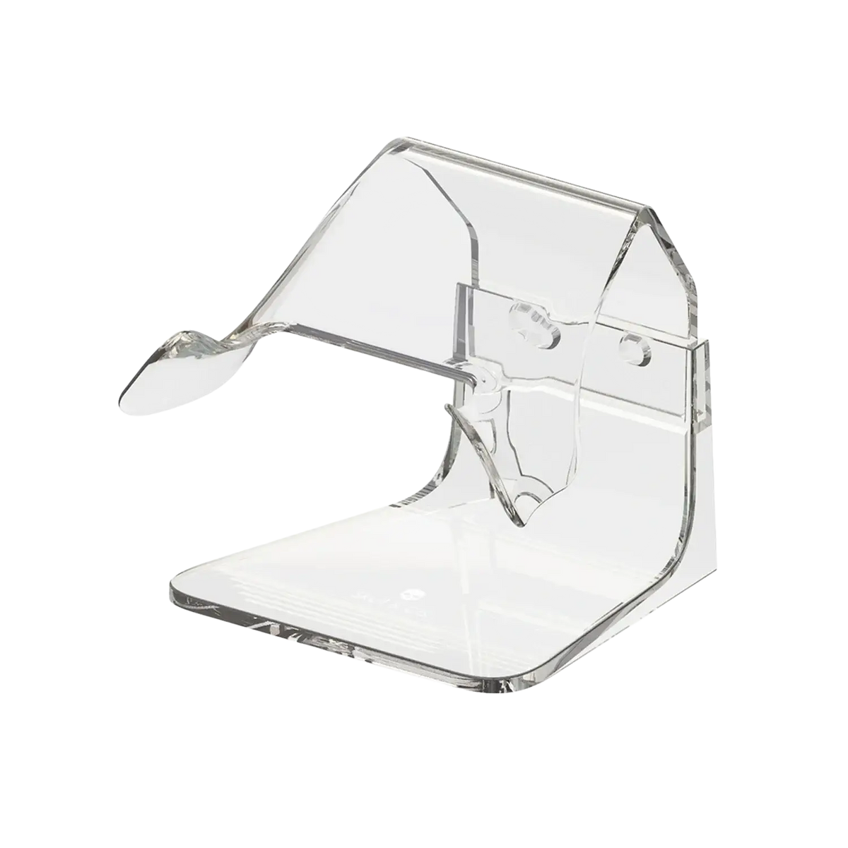 Clear acrylic wall-mounted phantom stand rack with sleek minimalist design for phone and controller storage