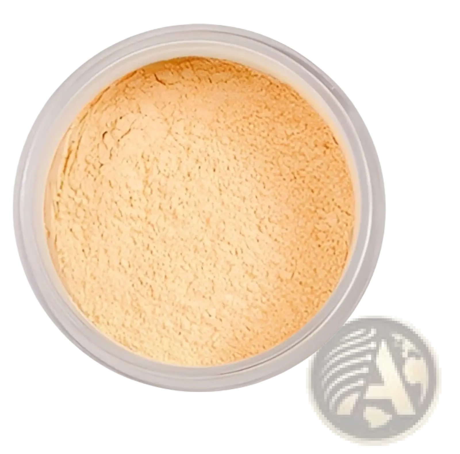 A clear round container holds phoera setting powder in light beige for oil control matte finish in 4 shades