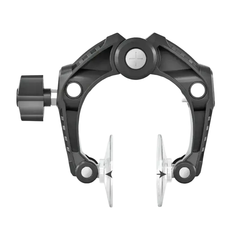 Black plastic phone screen separator tool with silver accent screws and textured grip knob in minimalist style
