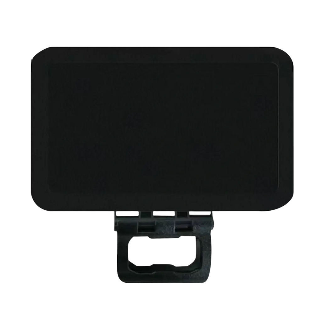 Black rectangular plastic car door handle cover with molded clip attachment suitable for phone sun shade accessory