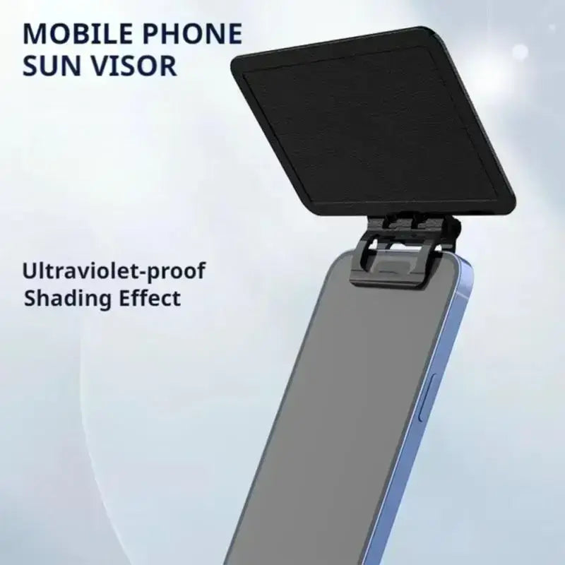 Black clip-on phone sun visor with sleek design providing uv-proof shading for anti-glare universal mobile use