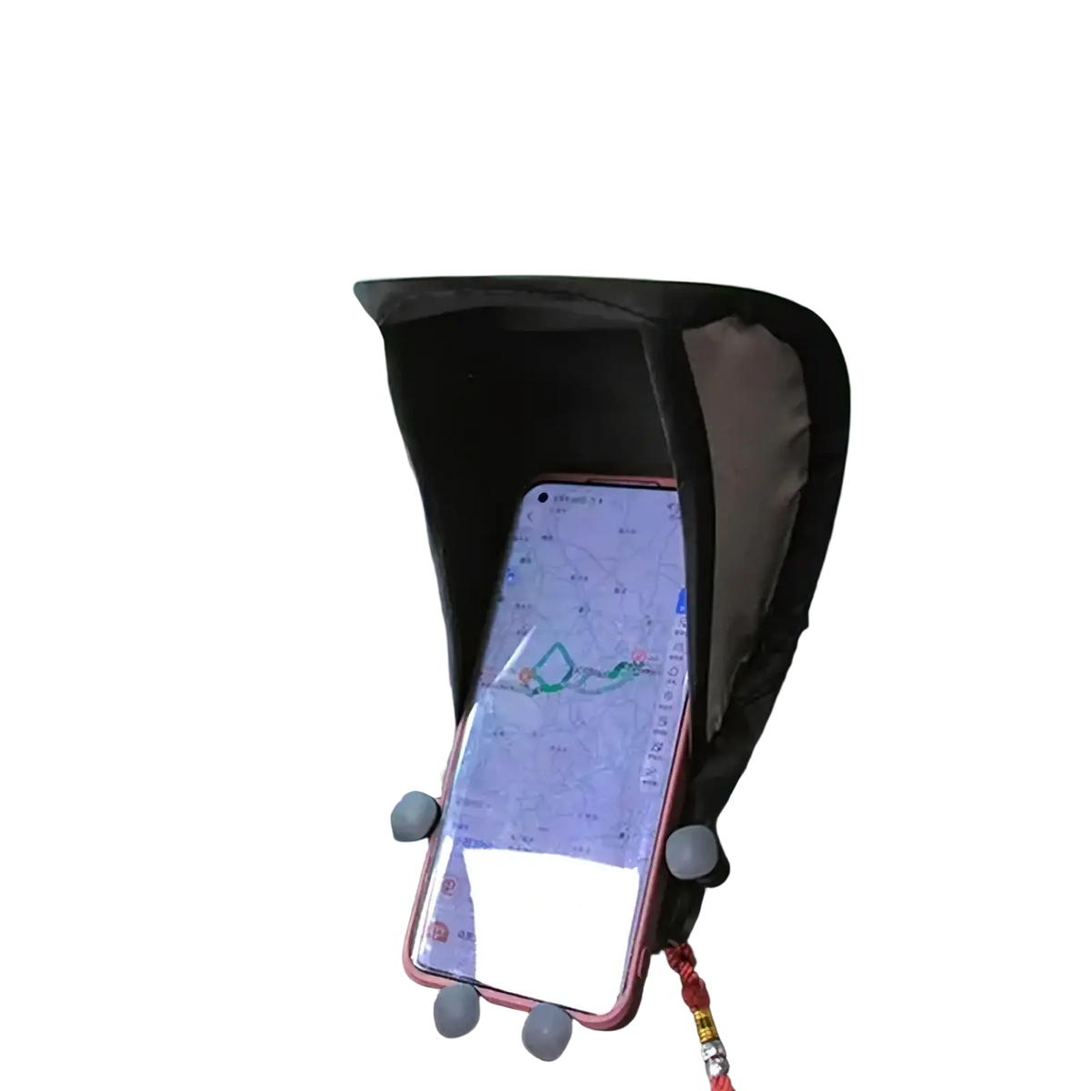 Black fabric phone sunshade case with curved protective canopy design for anti glare screen protection