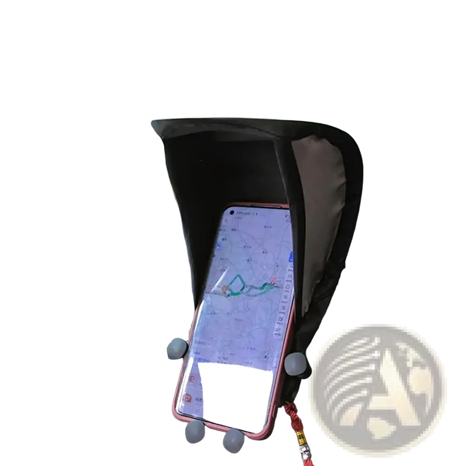 Black fabric phone sunshade case with curved protective canopy design for anti glare screen protection