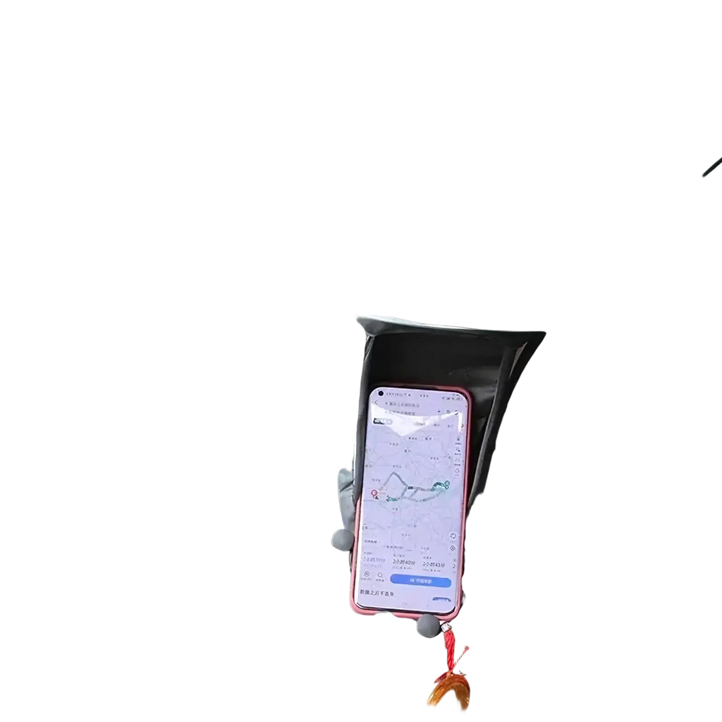 Black waterproof phone holder with gray silicone grips holding pink smartphone for phone sunshade case anti glare pla cover