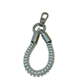 Silver metallic phone wrist strap keychain coil lanyard with coiled cord and sturdy carabiner clip