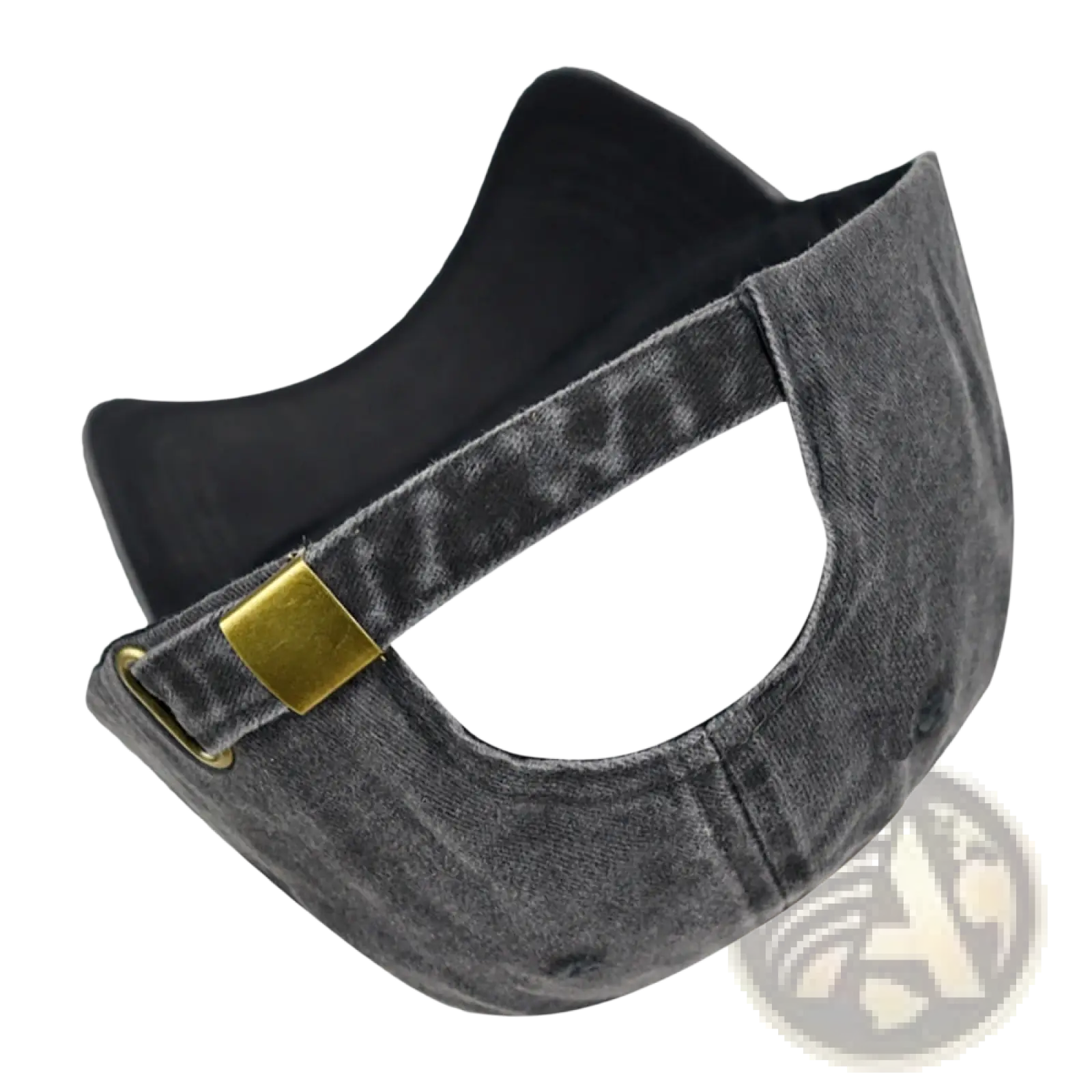 Dark gray distressed cotton pickleball heart baseball cap featuring a gold-tone metal buckle and black interior