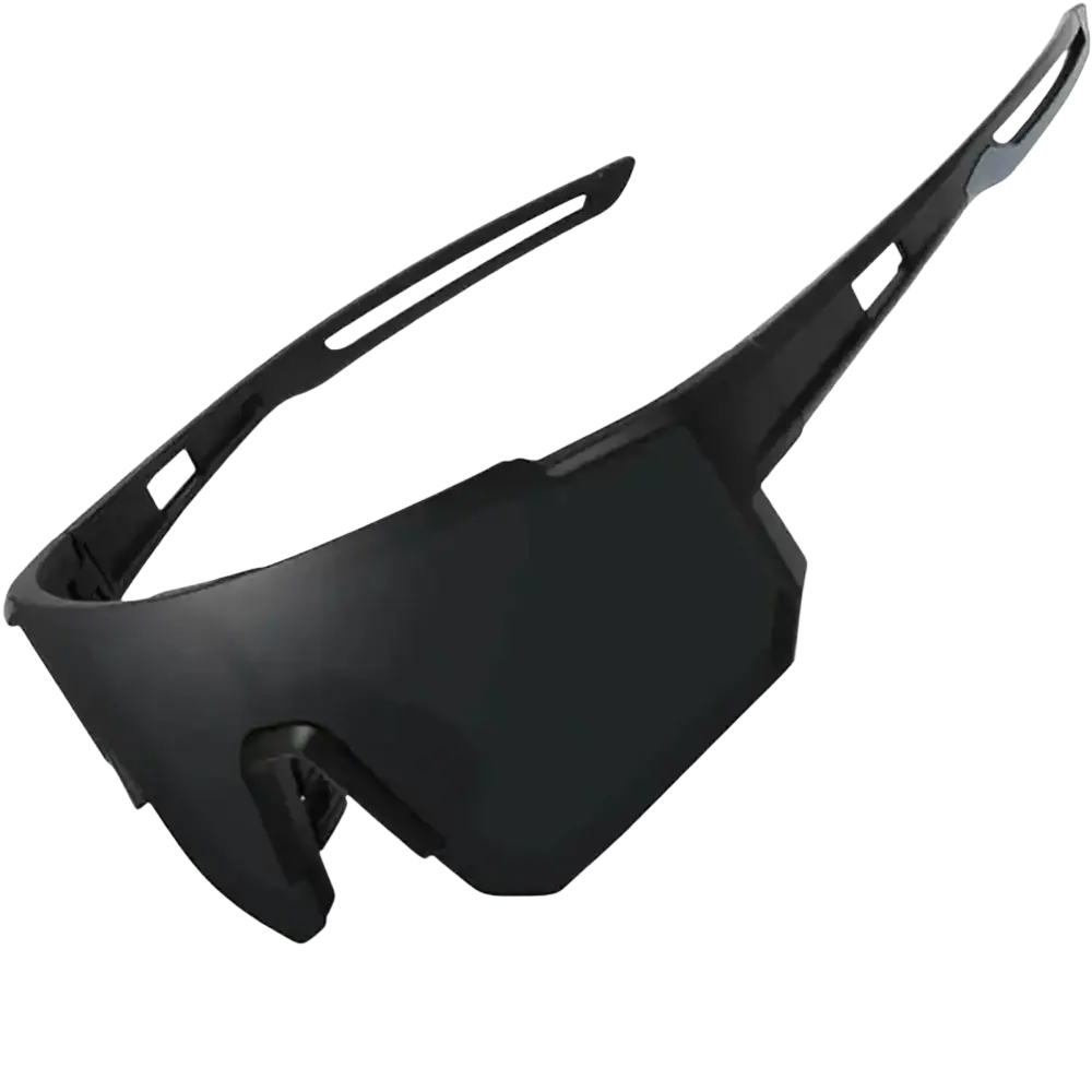 Black matte-finish one-piece bicycle windscreen sport sunglasses with aerodynamic frame made in mainland china