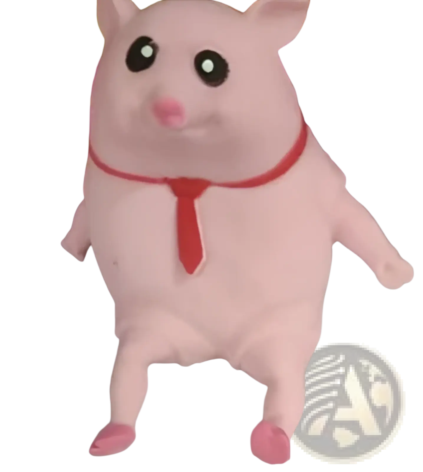 Pink plush pig squeeze toy wearing a red tie for stress relief and a cute gift idea
