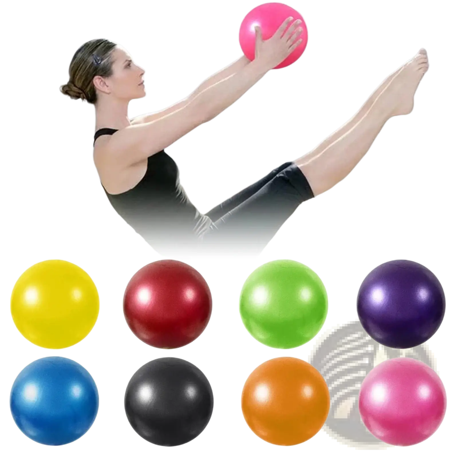 Bright pink pilates ball 25cm with smooth glossy surface explosion proof for yoga and core fitness exercises