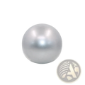 A lustrous silver pearl pilates ball 25cm explosion proof yoga core fitness with smooth rounded surface and iridescent sheen