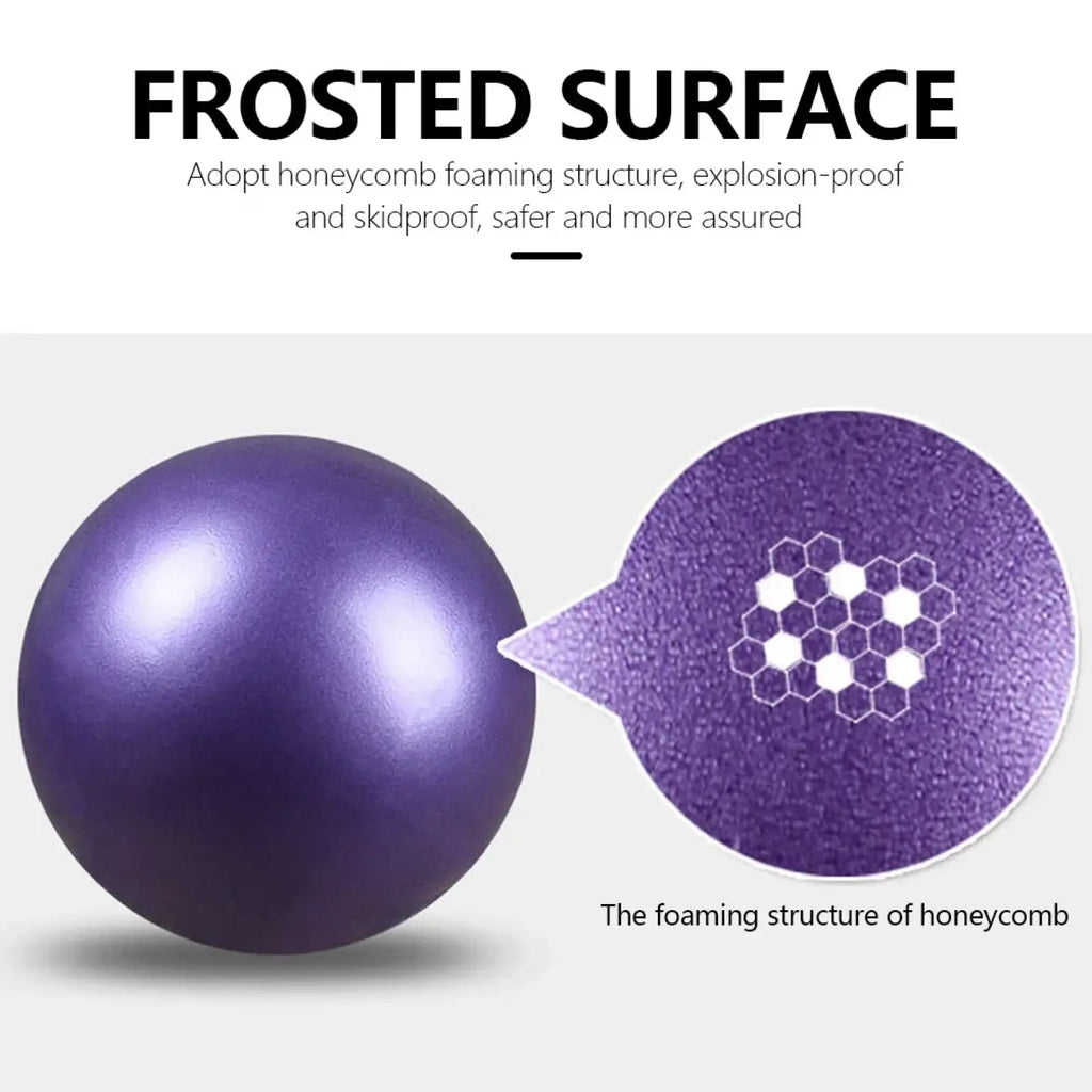 Purple frosted spherical pilates ball with honeycomb foam structure for core fitness and explosion proof safety