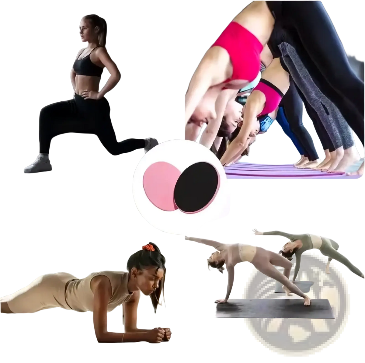 Pink and black circular Pilates core sliders exercise gliding discs designed for smooth fitness workouts