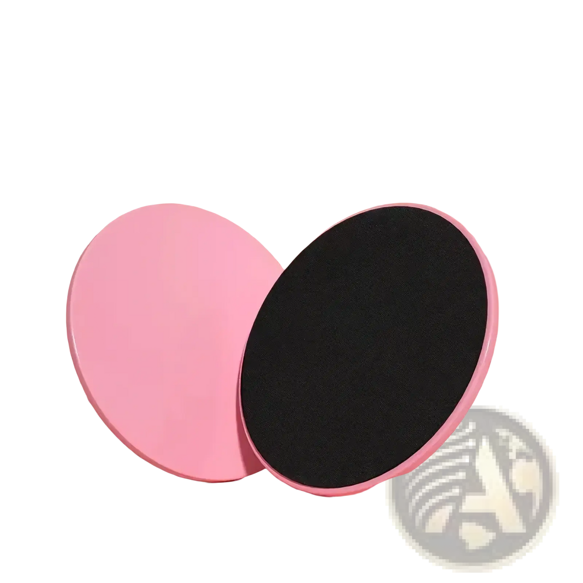 Pilates core sliders exercise gliding discs with a pink circular design and a black textured surface for stability