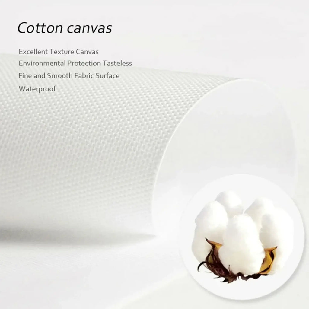 White cotton canvas fabric with fine textured weave and smooth surface for pilates exercise chart wall art poster