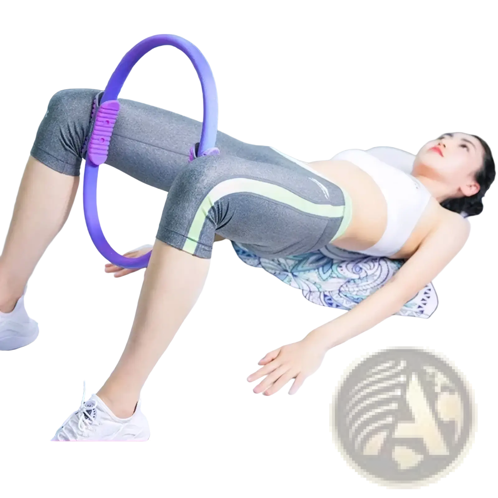 Purple pilates ring dual grip exercise circle with textured grip bands for enhanced control during workouts