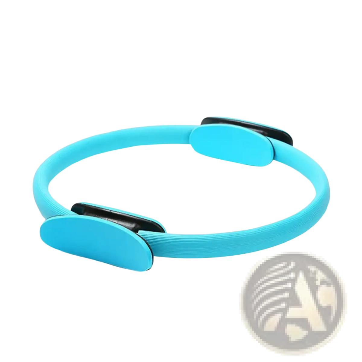 Bright turquoise pilates ring with black plastic clamps designed for fitness magic circle yoga exercises