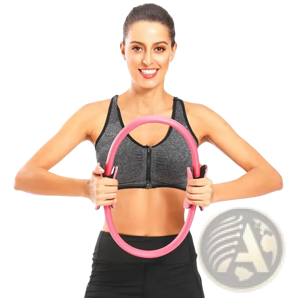 Pink pilates ring with padded handles made of foam for fitness magic circle yoga equipment use